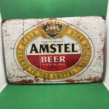 Amstel Beer - Metal Sign for Bar/Man Cave/Garage/Game Room/Office