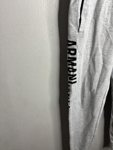 Armani Exchange Pantalone Jogger Uomo Piccolo Grigio Felpato Logo Spell Out Atletico - Foto 2 di 9