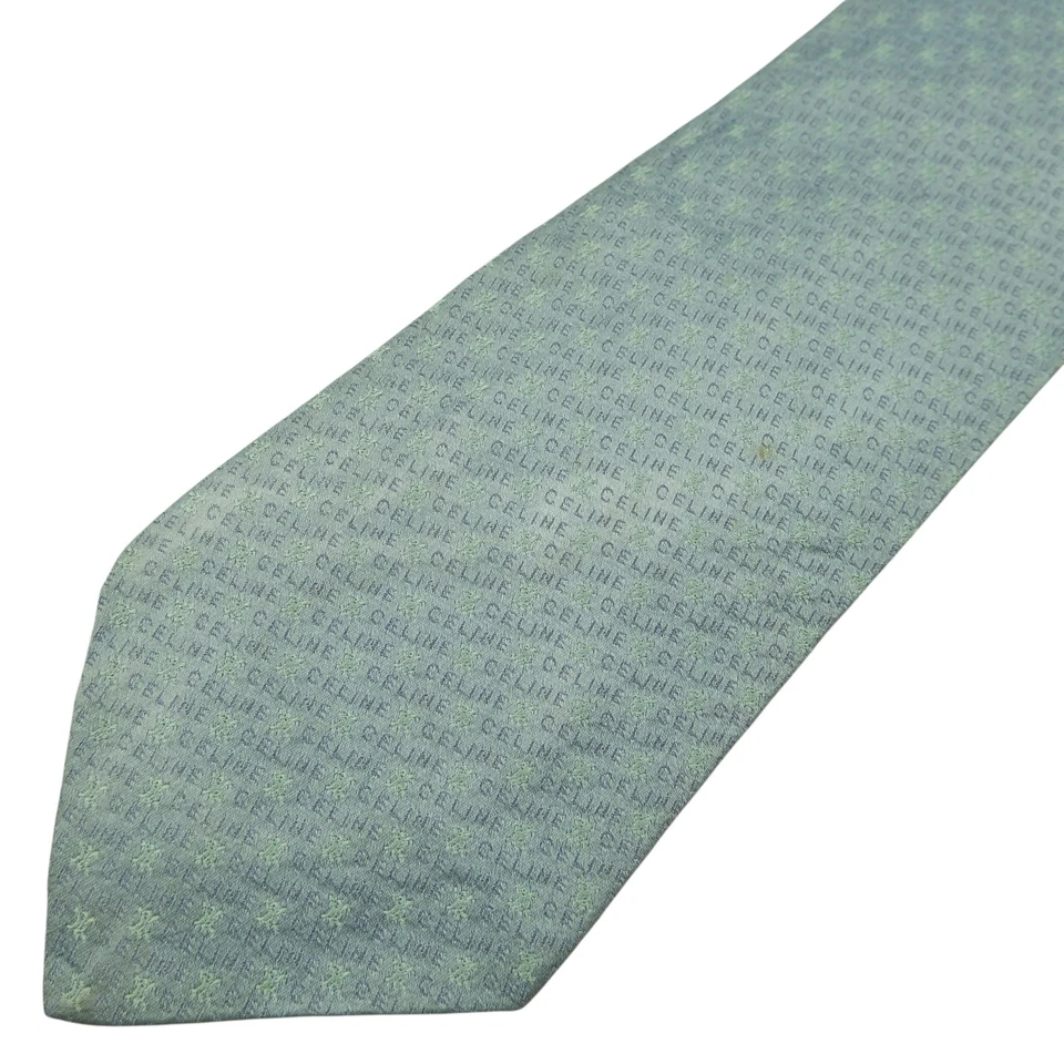 Corbata Celine seda azul claro geométrica Italia (impuesto de importación de EE. UU. incluido) Foto 2 de 4