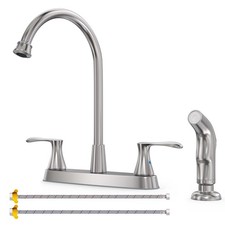 Kitchen Faucet with Sprayer, Brushed Nickel Kitchen Sink Faucet, Kitchen Fauc...