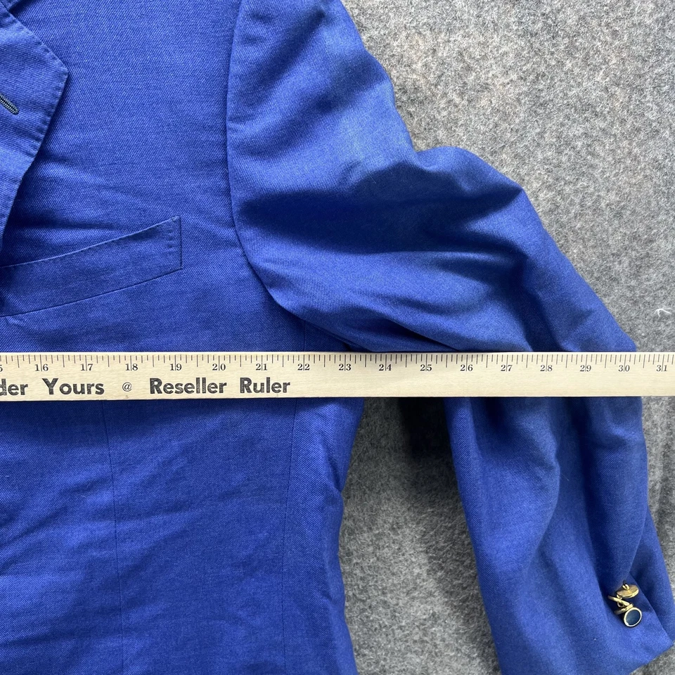 Blazer Solemare Maus & Hoffman Para Hombre Grande Azul Cachemira Seda Italia A Medida a Mano Foto 4 de 4
