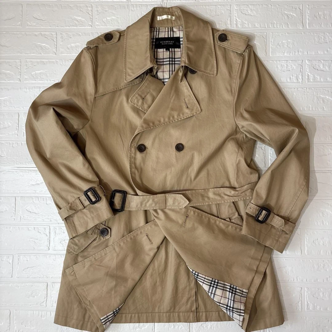 Trench cappotto Burberry Black Label cotone classico beige leggero taglia L