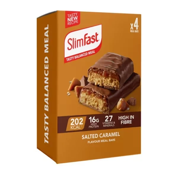 Slimfast Salted Caramel Meal Replacement Bars 4 x 60g, Supports Immunity Foto 4 de 4