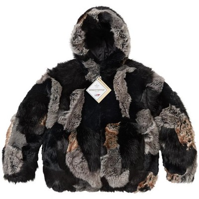 Supreme Patchwork WINDSTOPPER Hooded Faux Fur Jacket Black | eBay