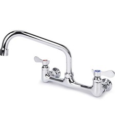 Bietor Wall Mount Kitchen Faucet 8" Center Swivel Spout, Polish Chrome