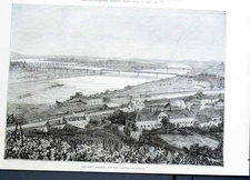 Original Old Antique Print New Channel For Danube At Vienna Austria 1875 19th