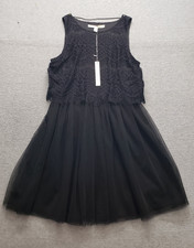 LC Lauren Conrad Women Dress 2 Black Lace Sleeveless Flared Tulle Skirt Cocktail