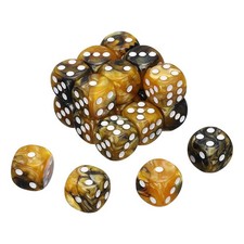 24Pcs 6 Sided Colored Standard Dice, Acrylic D6 Game Dice, Black/Yellow, White