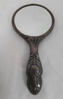 ANTIKER Silber Handspiegel Reynolds Engel Birmingham um 1900 gepunzt AEG & S