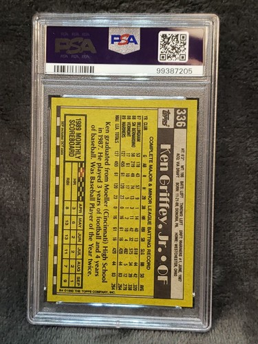 1990 Topps Ken Griffey, Jr. #336 Mariners PSA Mint 9 - Picture 2 of 2