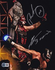 Foto firmada por Pentagon Jr. Rey Fenix 8x10 certificado de autenticidad BAS WWE Lucha Libre AAA AEW P