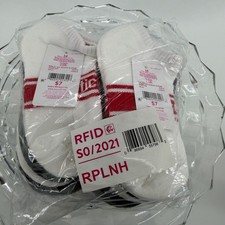 Justice Girls Athletic Socks White Red Stripe No Show Size Medium 12 Pair Pack