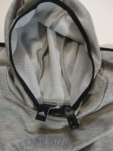Adidas Athletic Hoodie Mens XL Grey Black Logo Mesh Lined Gym Workout Activewear - Picture 5 of 7