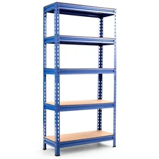 5-Tier Metal Storage Shelves 60" Garage Rack W/Adjustable Shelves Blue