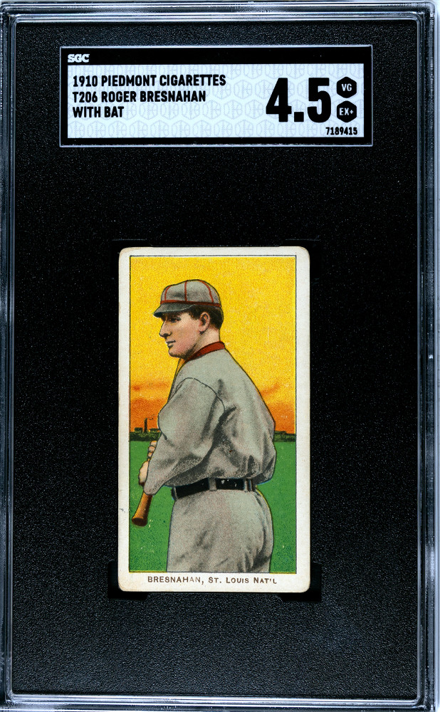 1910 Piedmont Cigarettes (T206) Roger Bresnahan With Bat SGC 4.5