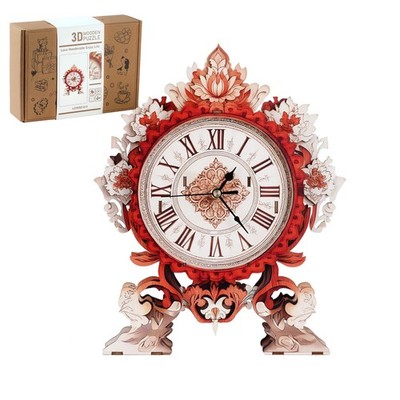 3D Wooden Puzzles for Adults, 3D Puzzles Flame Flower Clock Kit (with Pendulu...