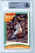 1996 BIG LEAGUE CHEW SIGNED AUTOGRAPHED JUAN MARICHAL BASEBALL BAS GIANTS
