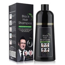 400ml Black Hair Dye Shampoo - 3-In-1 Instant Hair Color with 100 Gray Cover...