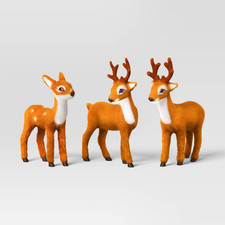 3ct Faux Fur Deer Set Decorative Christmas Figurines Brown - Wondershop