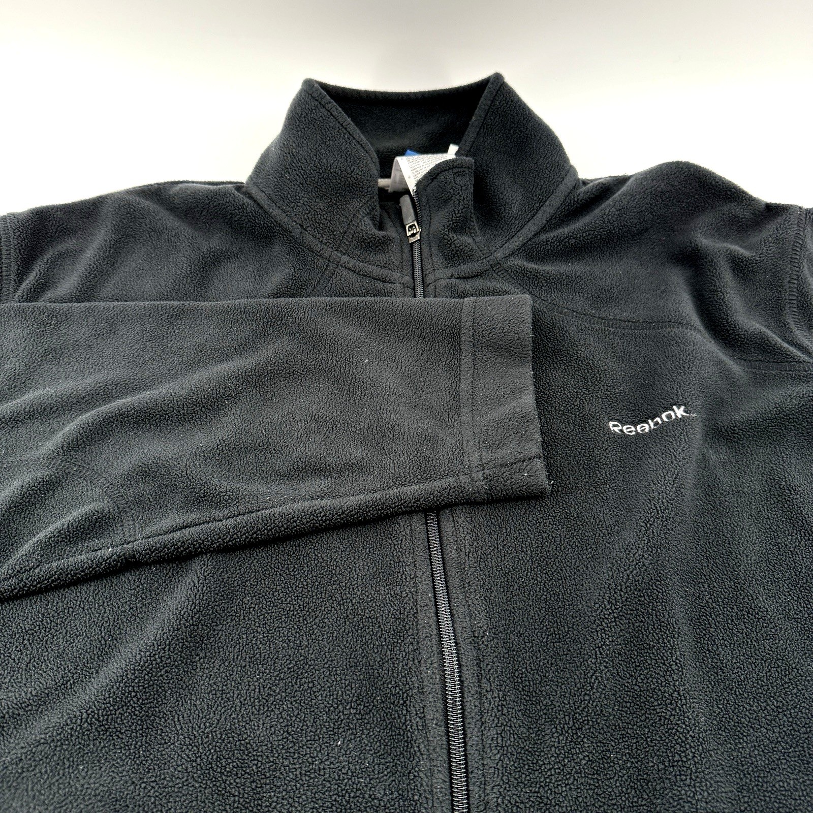 Reebok Men's XL Fleece Jacket Full Zip Black With Slash Pockets Stylish Classic thumbnail 4