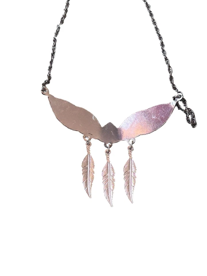 Montana Silversmiths 无边遗产项链项链银色金色悬垂羽毛 — 第 2/4 张图片