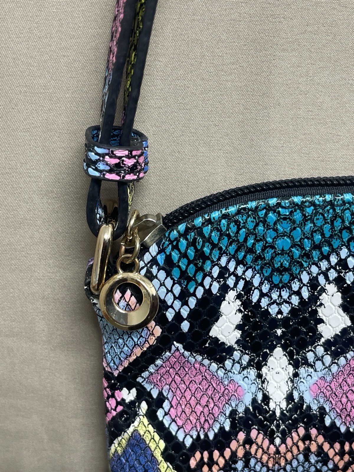 Multicolor Python Print Faux Leather Crossbody/Sh… - image 6