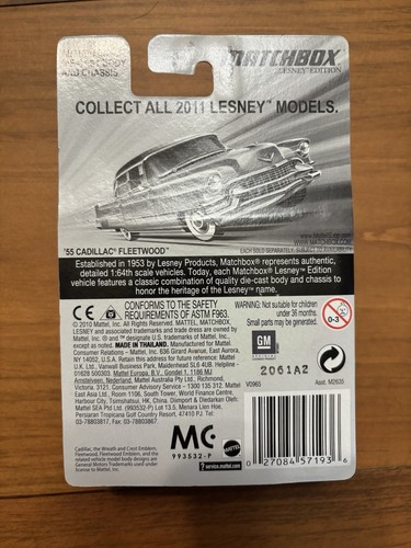 2011 Matchbox LESNEY EDITION 1955 Cadillac Fleetwood Light Green + Box NIP - Picture 2 of 5