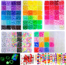 5 Boxes Bracelet Making Kit Pony Beads, Kandi Beads & Hair Beads Set with UV Col