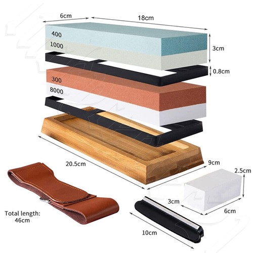 Knife Sharpening Stone Kit Kitchen Whetstone Sharpener Tool 400&1000&3000&8000 - Picture 12 of 14
