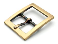 CRAFTMEMORE 4pcs Single Prong Belt Buckle Square 1 1/4 Inch, Brushed Brass