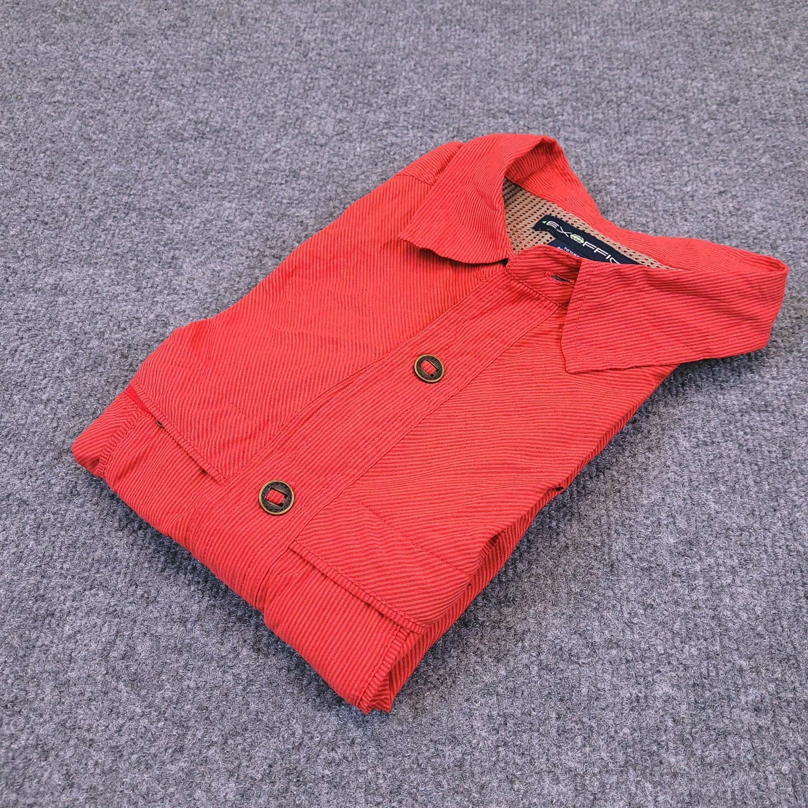 ExOfficio Nylon Blend Hiking Shirt Mens M Button Up Brick Red Stiped Vented Zip
Opens in a new windo
