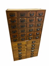 antiker Apotheken Schrank massiv Holz 12/24 Schubladen Werkstatt Kartei Schrank