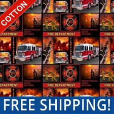 Firefighters Rescue Cotton Fabric - 44" Wide - Sold by The Yard  Bolt