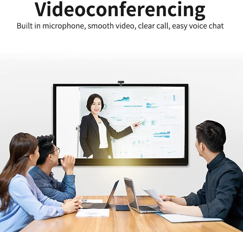 Webcam mit Mikrofon Kamera PC Cam 1080p HD 360° einstellbar USB Webcam für Konfe - Bild 3 von 4