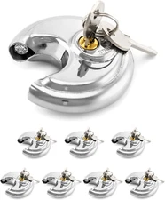 Keyed Alike Disc Padlock, 8 Pack Stainless Steel Discus Lock with 3/8-Inch Shack