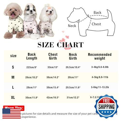 Yaopelky Pet Clothes for Small Dogs Cat Summer Fall Heart Print Shirt Stretch - Afbeelding 3 van 5