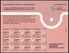 Spain Premium Sheet 129 2022 Solidarity Stamp Against Breast Cancer MNH