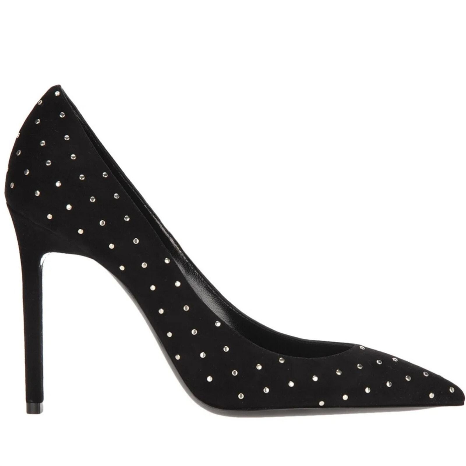 Saint Laurent Anja 100 decolte nere con borchie e strass cristallo velluto 5 5