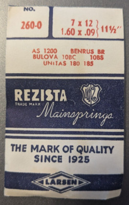NOS Vintage Rezista 260-0  7x12 11-1/2'' Watch Mainspring for AS 1200 Benrus BR +