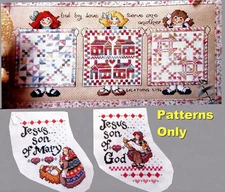 Country Girls Quilts Jesus Mini Stocking Ornaments CROSS STITCH PATTERNS