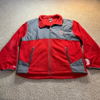 Ohio State Buckeyes Majestic Mens Jacket Size XL Red Fleece - Broken Zipper
