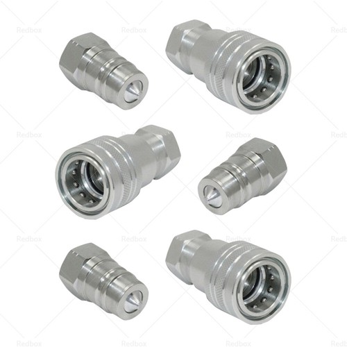 ISO A Hydraulic Quick Release Coupling - 1/2 BSP Female Thread, 250 Bar, Trivalent Chrome Plated