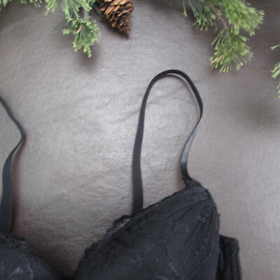 Rene Rofe Bra 34C Black Lace Padded Underwire Adjustable Clasp