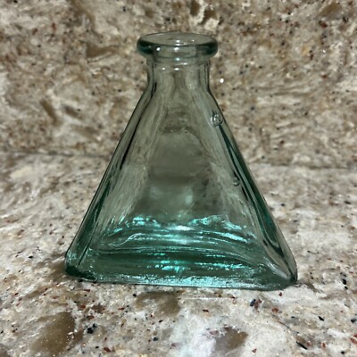 Unique Green Triangle Glass Bottle Triangular Apothecary Vase Perfume