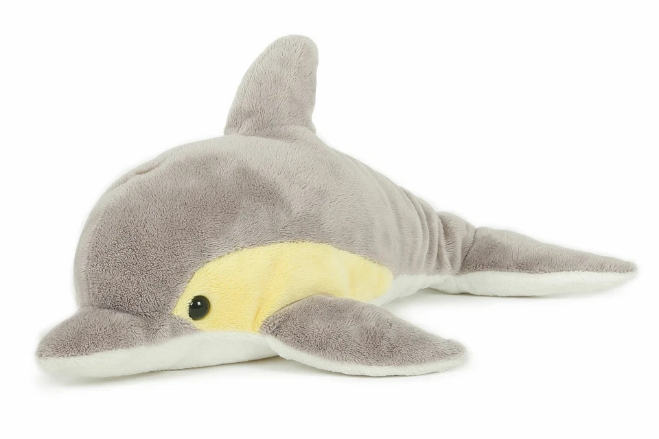 DELFIN Plüschtier Stofftier Kuscheltier Plüsch-Delphin grau/gelb NEU ca. 33cm