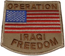 OIF OPERATION IRAQI FREEDOM W/ USA AMERICAN FLAG PATCH VETERAN DESERT TAN
