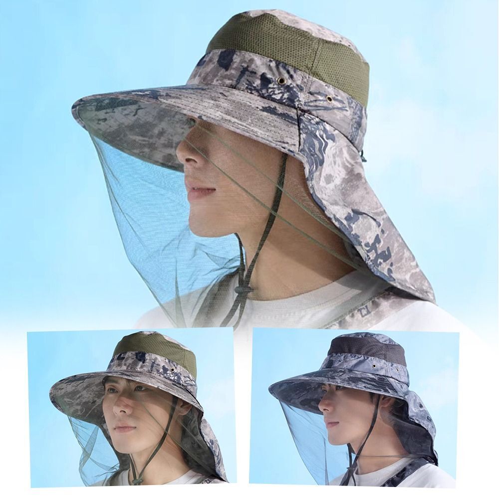 APL Protezione Collo Viso Zanzariera Cappello Mimetico Insetti Prova Cappuccio Esterno