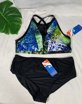NEW 2PC Sun and Sea Animal Attraction Bikini Top + Solid Bottom [PLUS 24W ] L597
