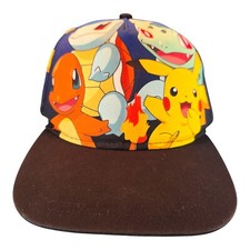 Pokemon Hat Cap Adjustable Snapback Youth OSFM Charmander Squirtle Bulbasaur