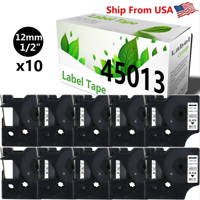 10 Pack 45013 Label Tape use for Dymo Label Maker PC2 PNP Wireless PnP 280 300